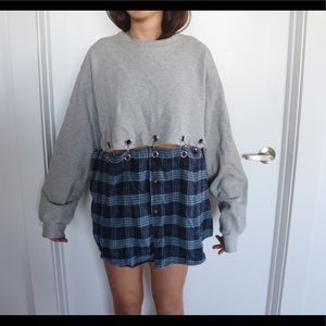 Half and half long sleeve top